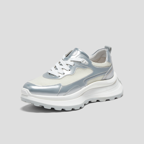 SKAP圣伽步女鞋2024秋季新款老爹鞋厚底系带日常拼色运动女休闲鞋