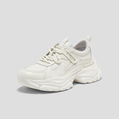 SKAP圣伽步女鞋2024秋季新款运动休闲厚底老爹系带纯色女款旅游鞋