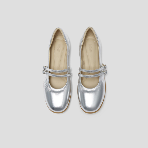 SKAP圣伽步女鞋2024秋季新款平跟百搭气质玛丽珍搭扣女款休闲鞋