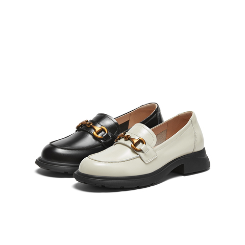 SKAP圣伽步女鞋2024秋季新款商务休闲乐福鞋皮鞋女款休闲鞋