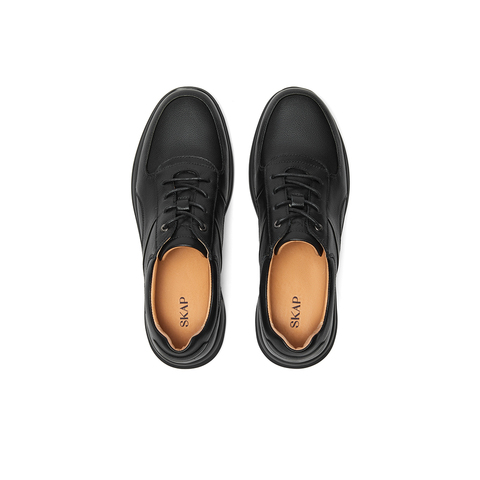 SKAP圣伽步男鞋2024秋季新款舒适轻质商务休闲系带纯色男士皮鞋