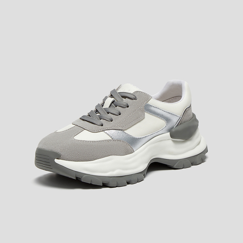 SKAP圣伽步女鞋2024秋季新款旅游户外老爹厚底系带舒适女款运动鞋