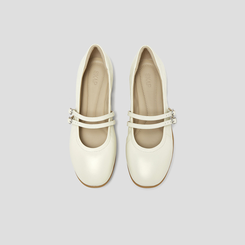 SKAP圣伽步女鞋2024秋季新款平跟百搭气质玛丽珍搭扣女款休闲鞋