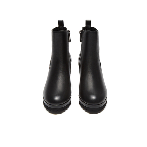 SKAP圣伽步2024冬季新款弹力靴时尚粗跟短靴女士款高跟时装靴子