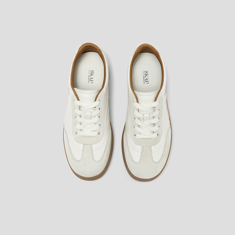 SKAP圣伽步女鞋2024秋季新款德训鞋百搭日常系带时尚拼色女休闲鞋