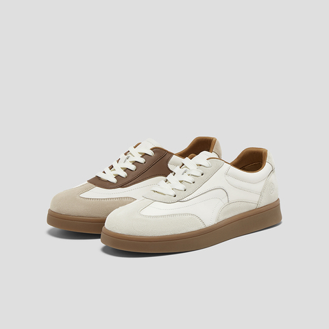 SKAP圣伽步女鞋2024秋季新款德训鞋百搭日常系带时尚拼色女休闲鞋