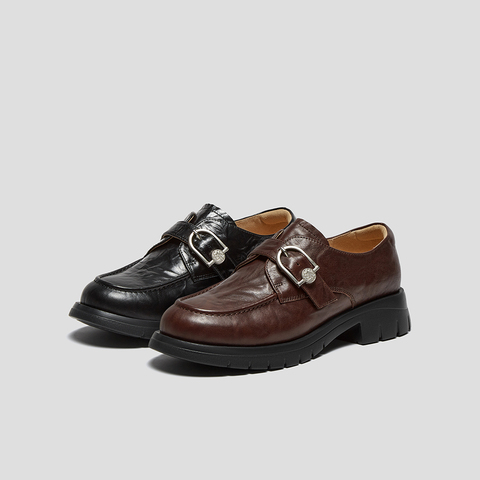 SKAP圣伽步女鞋2024秋季新款乐福复古日常通勤气质套脚女款休闲鞋