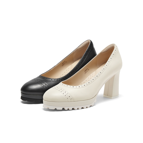 SKAP圣伽步2024秋季新款气质高跟鞋通勤方根套脚休闲浅口女款单鞋