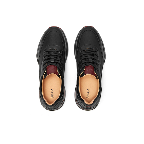 SKAP圣伽步男鞋2024秋季新款厚底气垫舒适系带时尚休闲男款运动鞋