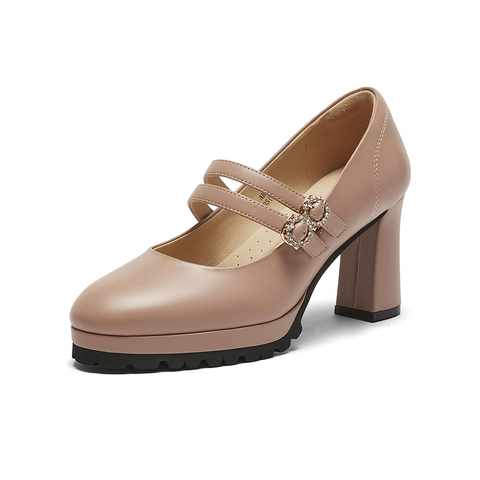 SKAP圣伽步2024秋季新款玛丽珍鞋商务气质舒适女士单鞋粗跟高跟鞋