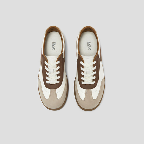 SKAP圣伽步女鞋2024秋季新款德训鞋百搭日常系带时尚拼色女休闲鞋