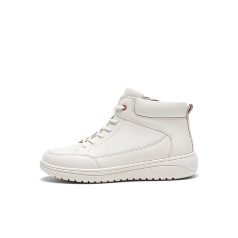 SKAP圣伽步女鞋2024冬季新款短靴运动皮靴平底高帮轻便女款休闲靴