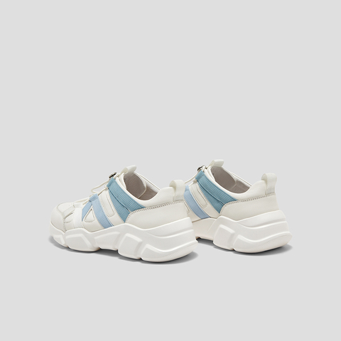 SKAP圣伽步女鞋2025春季新款系带厚底透气旅游户外女运动鞋