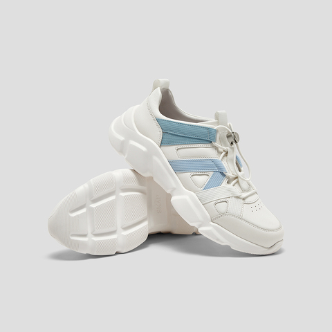 SKAP圣伽步女鞋2025春季新款系带厚底透气旅游户外女运动鞋