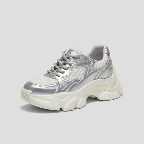 SKAP圣伽步女鞋2025春季新款运动户外厚底增高透气女款老爹鞋