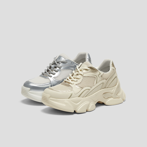 SKAP圣伽步女鞋2025春季新款运动户外厚底增高透气女款老爹鞋