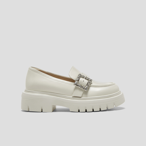 SKAP圣伽步女鞋2025春季新款气质通勤厚底装饰女休闲乐福鞋