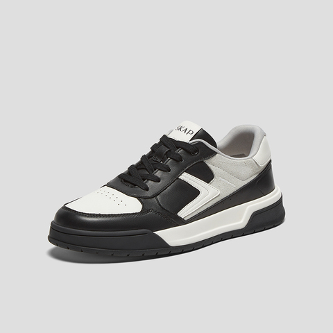 SKAP圣伽步男鞋2025春季新款厚底时尚拼色系带男休闲板鞋