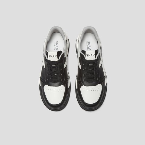 SKAP圣伽步男鞋2025春季新款厚底时尚拼色系带男休闲板鞋