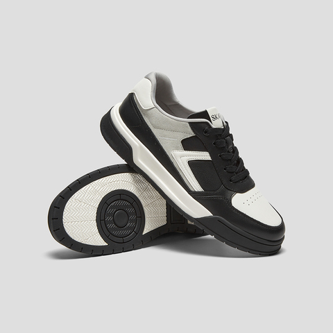 SKAP圣伽步男鞋2025春季新款厚底时尚拼色系带男休闲板鞋