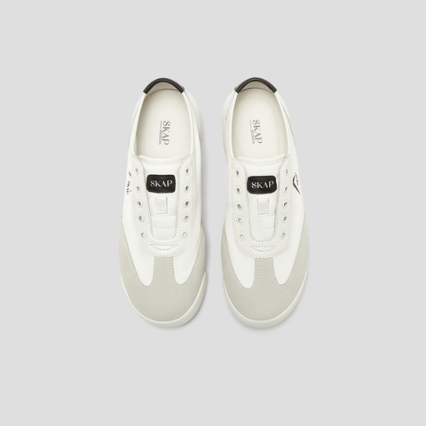 SKAP圣伽步女鞋2025春季新款复古一脚蹬日常拼色女款休闲鞋