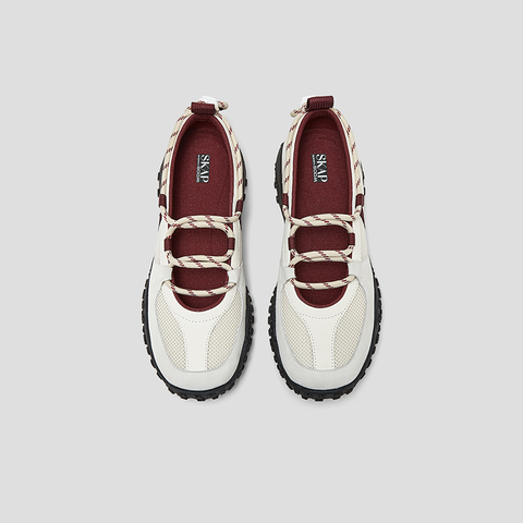 SKAP圣伽步女鞋2025秋季新款气质复古抽绳舒适拼色女款休闲芭蕾鞋