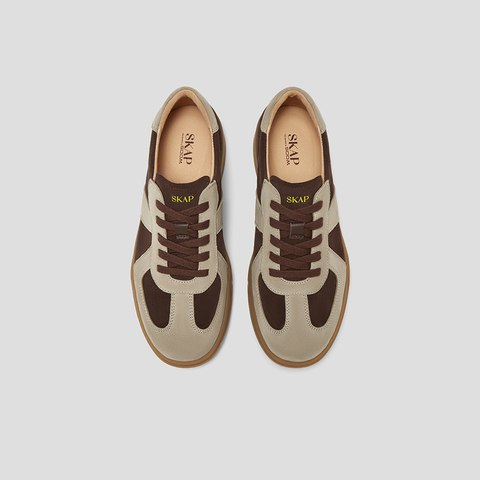 SKAP圣伽步男鞋2025秋季新款德训鞋复古系带厚底舒适男款休闲板鞋