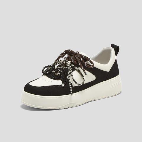 SKAP圣伽步女鞋2025春季新款时尚双鞋带舒适日常女休闲板鞋