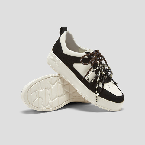 SKAP圣伽步女鞋2025春季新款时尚双鞋带舒适日常女休闲板鞋