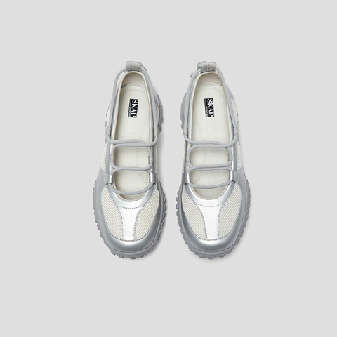 SKAP圣伽步女鞋2025秋季新款气质复古抽绳舒适拼色女款休闲芭蕾鞋