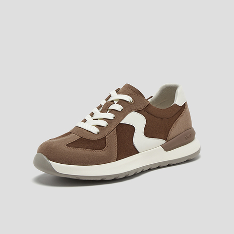 SKAP圣伽步女鞋2025秋季新款运动户外厚底系带拼色日常女款休闲鞋