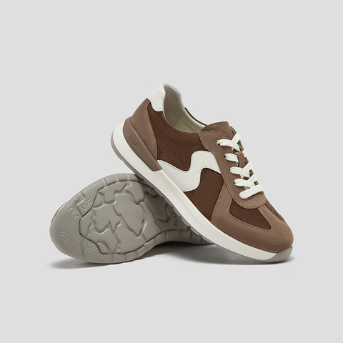 SKAP圣伽步女鞋2025秋季新款运动户外厚底系带拼色日常女款休闲鞋