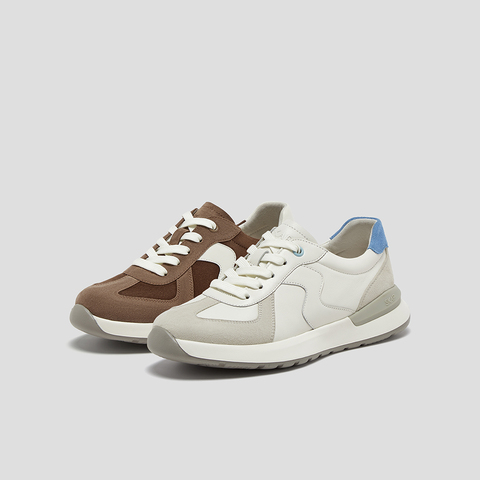 SKAP圣伽步女鞋2025秋季新款运动户外厚底系带拼色日常女款休闲鞋