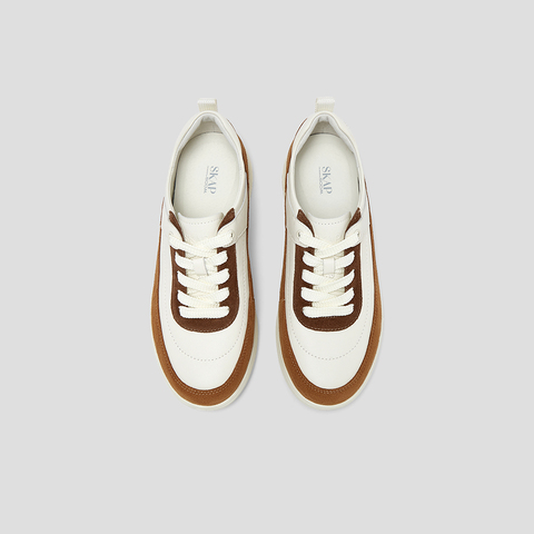 SKAP圣伽步女鞋2025秋季新款日常系带拼色轻质平跟女款运动休闲鞋