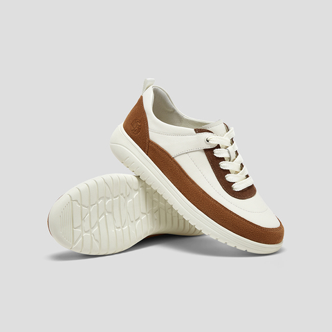 SKAP圣伽步女鞋2025秋季新款日常系带拼色轻质平跟女款运动休闲鞋