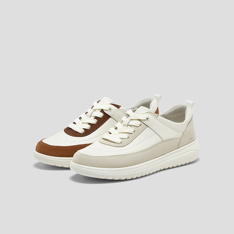 SKAP圣伽步女鞋2025秋季新款日常系带拼色轻质平跟女款运动休闲鞋