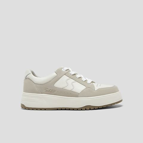 SKAP圣伽步女鞋2025秋季新款板鞋厚底系带日常拼色舒适女款休闲鞋