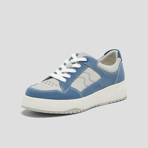 SKAP圣伽步女鞋2025秋季新款板鞋厚底系带日常拼色舒适女款休闲鞋