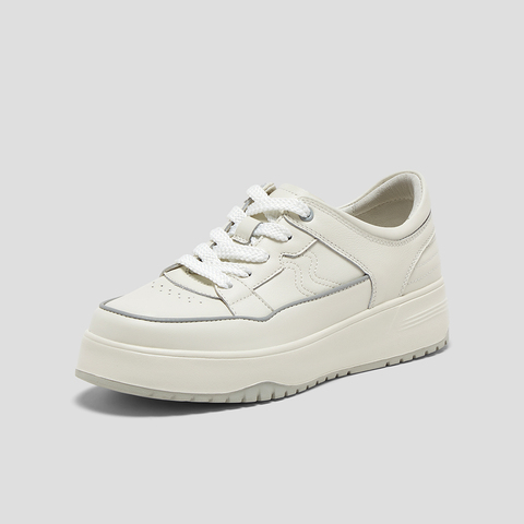 SKAP圣伽步女鞋2025秋季新款板鞋日常简约厚底舒适系带女款休闲鞋