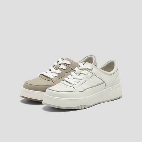 SKAP圣伽步女鞋2025秋季新款板鞋日常简约厚底舒适系带女款休闲鞋