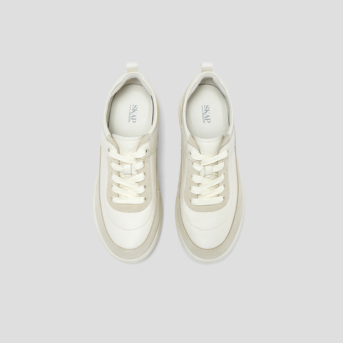 SKAP圣伽步女鞋2025秋季新款日常系带拼色轻质平跟女款运动休闲鞋