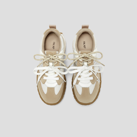 SKAP圣伽步女鞋2025秋季新款阿甘厚底时尚双鞋带舒适女休闲运动鞋