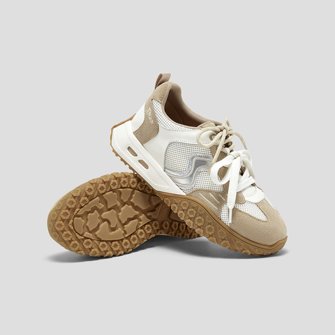 SKAP圣伽步女鞋2025秋季新款阿甘厚底时尚双鞋带舒适女休闲运动鞋