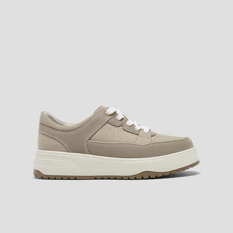 SKAP圣伽步女鞋2025秋季新款板鞋日常简约厚底舒适系带女款休闲鞋