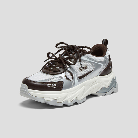 SKAP圣伽步女鞋2025秋季新款旅游户外双鞋带厚底拼色时尚女老爹鞋