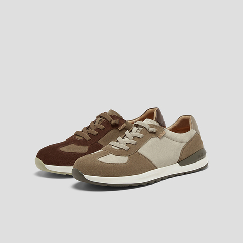 SKAP圣伽步男鞋2025秋季新款日常拼色松紧带舒适反绒男款休闲鞋