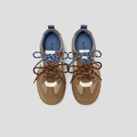 SKAP圣伽步女鞋2025秋季新款阿甘厚底时尚双鞋带舒适女休闲运动鞋