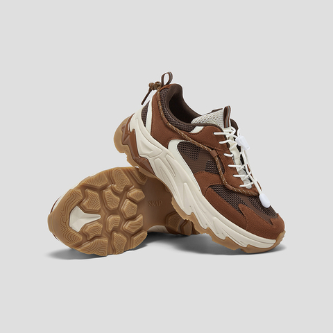 SKAP圣伽步女鞋2025秋季新款旅游老爹厚底系带拼色潮流女款运动鞋