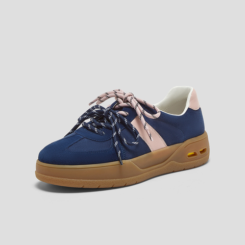 SKAP圣伽步女鞋2025秋季新款德训鞋轻便增高双鞋带复古女士休闲鞋