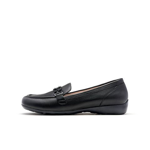 SKAP圣伽步女鞋2025秋季新款舒适气质一脚蹬平马衔扣跟女士乐福鞋